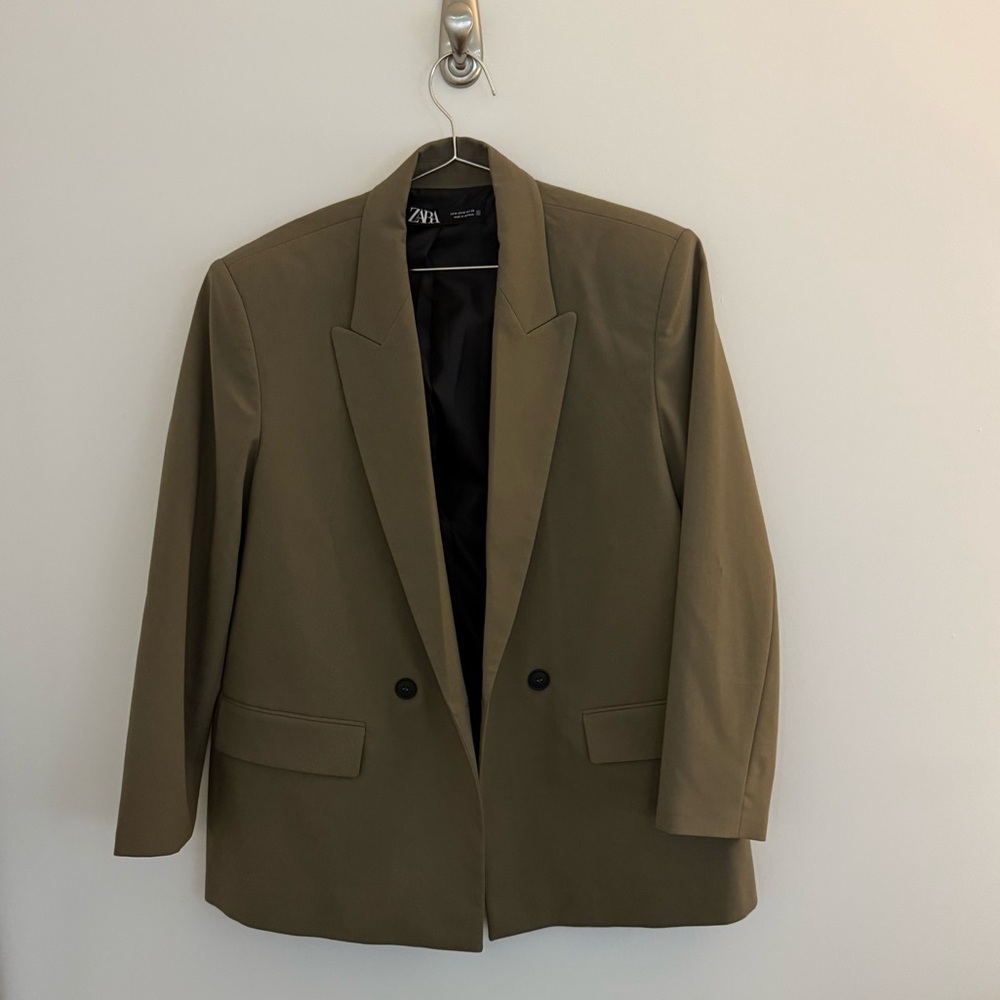Zara Khaki Oversized Blazer - M